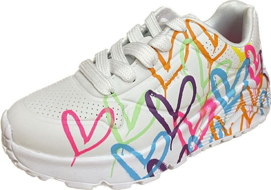 Picture of Skechers Kids Girls Street Uno Lite-Spread The Love Sneaker, White/Mint, 4 Big Kid - Size: 4 Big Kid