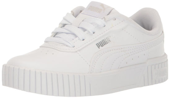 Picture of PUMA Carina 2.0 Sneaker, White Silver, 4 US Unisex Big Kid 38618502 - Size: 4 Big Kid