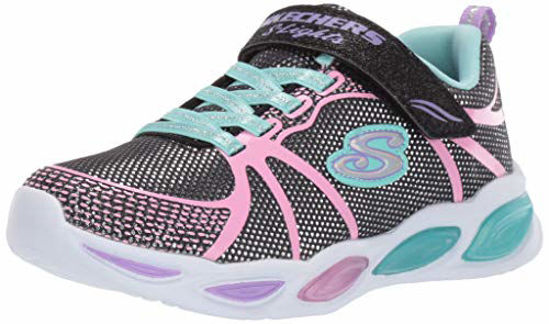 Picture of Skechers Kids Girls' Shimmer Beams-Sporty Glow Sneaker, Black/Multi, 4 Medium US Big Kid - Size: 4 Big Kid