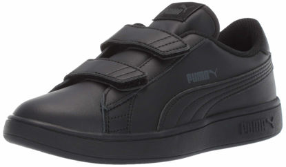 Picture of PUMA girls Smash 2 Leather Hook and Loop Sneaker, Black, 8 Toddler US - Size: 8 Toddler