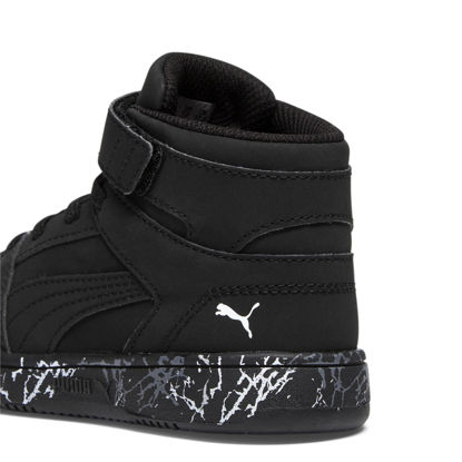 Picture of PUMA Rebound Layup Mid Hook and Loop Sneaker, Black Black, 11.5 US Unisex Little Kid - Size: 11.5 Little Kid