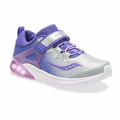 Picture of Saucony Girls' Flash Glow A/C Sneaker, Purple/Silver, 11 M US Little Kid - Size: 11 Little Kid