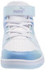 Picture of PUMA Rebound Layup Mid Hook and Loop Sneaker, White-Vivid Violet-Turquoise Surf, 2.5 US Unisex Little Kid - Size: 2.5 Little Kid