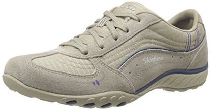 Picture of Skechers Sport Women&#39;s Just Relax Fashion Sneaker, Stone Suede/Mesh/Navy Trim, 6.5 M US - Size: 6.5 M US