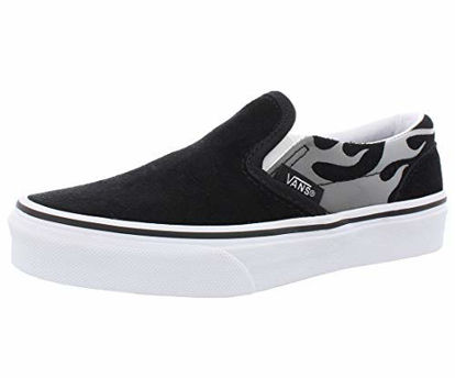 Picture of Vans Kids K Clasic Slip ON Suede Flame Black True White Size 2.5 - Size: 2.5 Little Kid