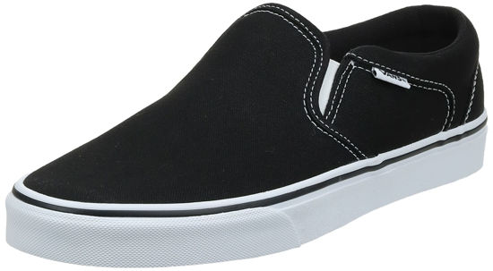 Picture of Vans Men's Asher Slip On Trainers, Black Canvas Black White 187, 6.5 - Size: 6.5