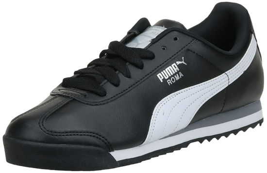 Picture of PUMA Mens Roma Sneaker, Basic black-white-PUMA Mens silver, 14 - Size: 14