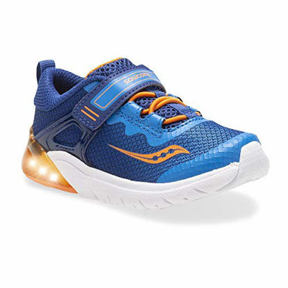 Picture of Saucony Boys' Flash Glow JR Sneaker, Blue/Orange, 9 W US Toddler - Size: 9 Wide Toddler