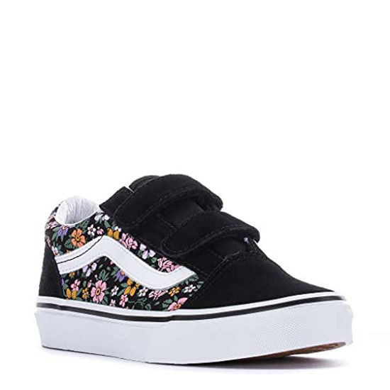 Picture of Vans Kids Fun Floral Old Skool V - Black/True White Shoes Size 11 - Size: 11 Little Kid