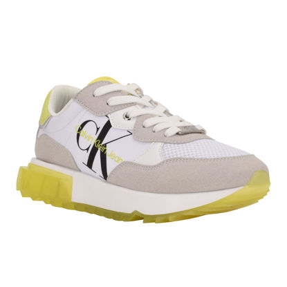 Picture of Calvin Klein Women's Magalee Sneaker, Light Grey/Yellow, 10 - Size: 10