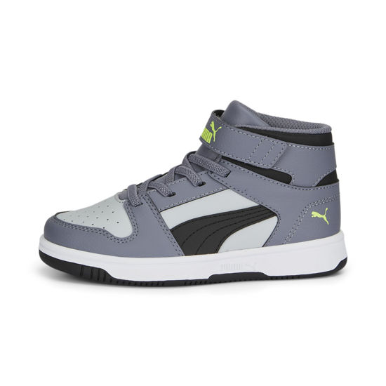 Picture of PUMA Rebound Layup Hook and Loop Sneaker, Gray Tile Black-Platinum Gray-Lily Pad, 3 US Unisex Little Kid - Size: 3 Little Kid