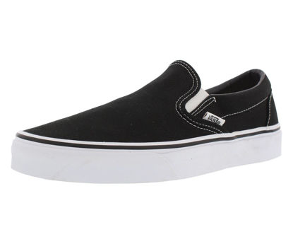 Picture of Vans Unisex Adults U Classic Slip-ON Black Skateboarding Shoes, 12 UK, Classic Black White, 3.5 UK Men/ 5 UK Women - Size: 7.5 Women/4.5 Men