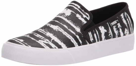 Picture of PUMA mens Bari Slip on Cat Stripe Sneaker, Black/White, 8 US - Size: 8