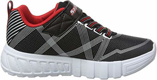 Picture of Skechers boys S Lights: Flex-Glow , Black Black Textile Synthetic Silver Red Trim Bksl , 29 - Size: 29