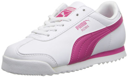 Picture of PUMA girls Roma Basic JR Sneaker, White/Fuchsia Purple, 5 M US Big Kid - Size: 5 Big Kid