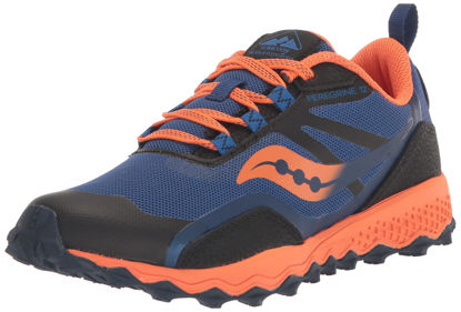 Picture of Saucony Peregrine 12 Shield Sneaker, Navy/Orange, 1 US Unisex Big Kid - Size: 1 Big Kid