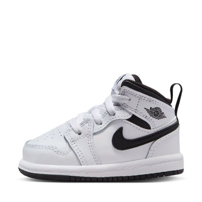 Picture of Nike Jordan 1 Mid Baby/Toddler Shoes (DQ8425-132, White/Black-White-Black) Size 8 - Size: 8 Toddler