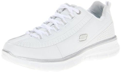 Picture of Skechers Sport Women&#39;s Synergy Elite Status Training Sneaker,White/Silver Leather,6.5 M US - Size: 6.5 M US