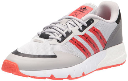 Picture of adidas Originals Men's ZX 1K Boost Sneaker, Grey/Semi Solar Red/White, 7.5 - Size: 7.5