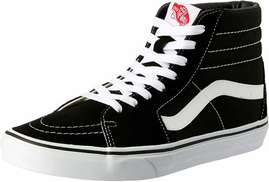 Picture of Vans Unisex Sk8-Hi Canvas High Top Shoes (11 Men's 12.5 Women's, Black/White) - Size: 12.5 Women/11 Men