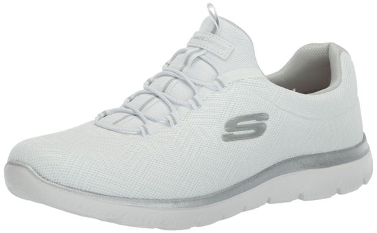 Picture of Skechers Women's Summits Sneaker, White/Silver=WSL, 5 Wide - Size: 5 Wide