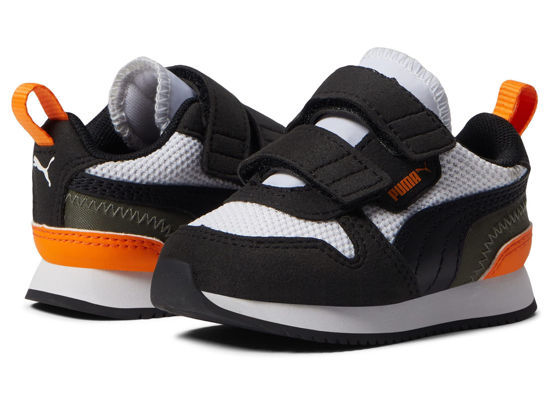 Picture of PUMA R78 V (Little Kid) Puma White/Puma Black/Vibrant Orange 1 Little Kid M - Size: 1 Little Kid