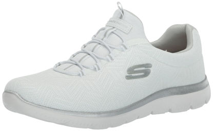 Picture of Skechers Women's Summits Sneaker, White/Silver=WSL, 7 Wide - Size: 7 Wide