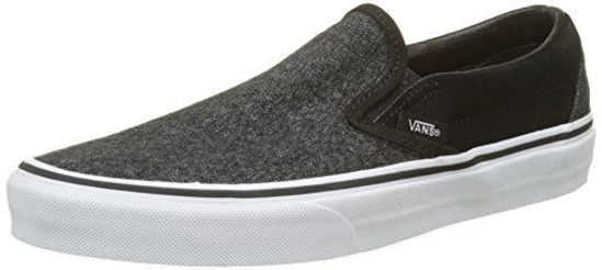 Picture of Vans Men's Classic Slip On (Suede & Suiting) Skateboarding Shoes (9.5 B(M) US Women / 8 D(M) US Men, Black/Black) - Size: 9.5 Women/8 Men