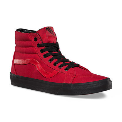 Picture of Vans Mens Black Outsole SK8 HI Reissue Racing Red/Black Sneakers Shoes (3.5) - Size: 3.5