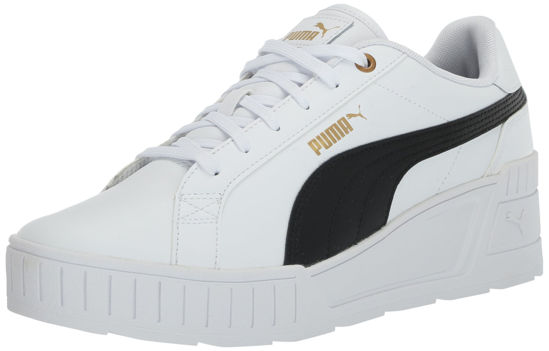 Picture of PUMA Women's KARMEN WEDGE Sneaker, Puma White-Puma Black-Gold, 9 - Size: 9