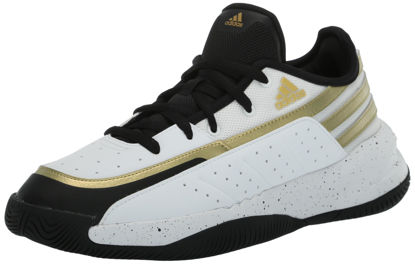 Picture of adidas Unisex Front Court Sneaker, White/Black/Gold Metallic, 7 US Men - Size: 8 Women/7 Men