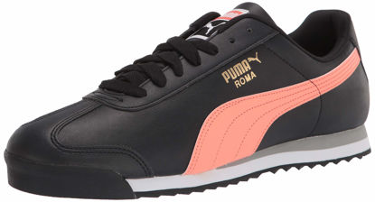 Picture of PUMA mens Roma Basic Sneaker, Puma Black-fusion Coral, 9.5 Women 11 Men US - Size: 9.5 Women/11 Men