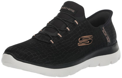 Picture of Skechers Women's Hands Free Slip-INS Summits Sneaker, Black Rose Gold=BKRG, 7 - Size: 7