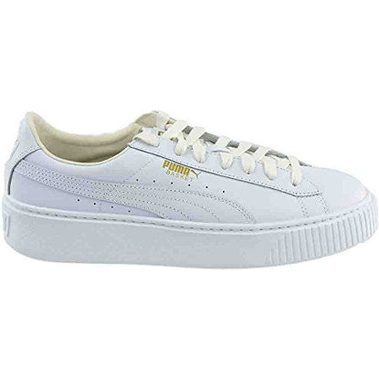 Picture of PUMA Women's Basket Platform Core Sneaker, White-Gold,9 M US - Size: 9 M US