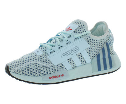 Picture of adidas NMD_R1 V2 GS Boys Shoes Size 4.5, Color: Light Blue/Blue/Red - Size: 4.5 Big Kid