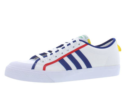 Picture of adidas Originals Nizza Mens Shoes Size 8, Color: White/Blue/Yellow - Size: 8