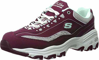 Picture of Skechers Womens Sport D'Lites-Life Saver Low Top Lace, Burgundy-White, Size 9.0 - Size: 9