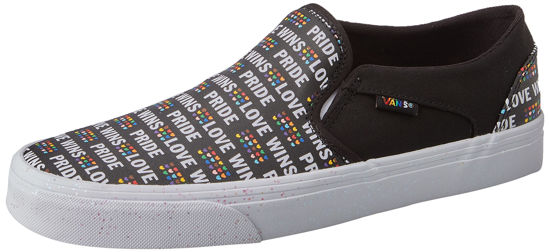 Picture of Vans Unisex Asher Slip On Canvas Sneaker - Pride Black Glitter 9.5 - Size: 9.5 Women/8 Men