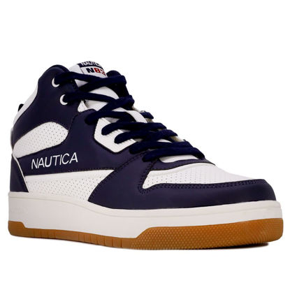 Picture of Nautica Men's High-Top Sneakers Lace-Up Trainers Basketball Style Shoes-Clifftop-Navy White-Size-10 - Size: 10