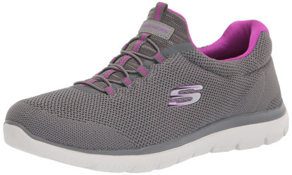 Picture of Skechers Women's Summits - Cool Classic Sneaker, Charcoal/Purple, 10 W - Size: 10 Wide