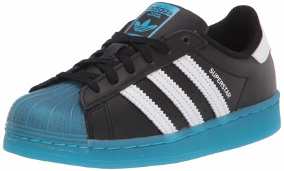 Picture of adidas Originals unisex child Superstar Sneaker, Black/White/Signal Cyan, 5.5 Big Kid US - Size: 5.5 Big Kid