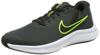 Picture of Nike Unisex-Child Star Runner 3 (GS) Sneaker (3.5, Dk Smoke Grey/Black-Green, Numeric_3_Point_5) - Size: 3.5 Big Kid