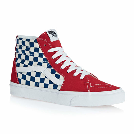 Picture of Vans Men's SK8-HI BMX Checkerboard Sneakers Red Blue Size 10 D (US) - Size: 11.5 Women/10 Men