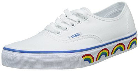 Picture of Vans Women's UA Authentic Low-Top Sneakers, White (Rainbow Tape True White/Blue), 3 UK 35 EU - Size: 6 us