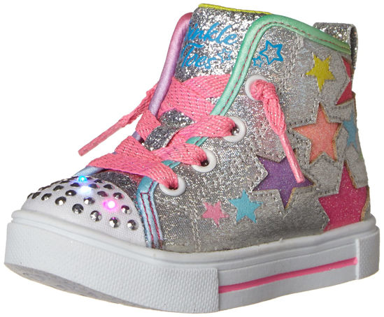 Picture of Skechers Kids Girls Twinkle Sparks-Star Glitz Sneaker, Silver/Multi, 5 Toddler - Size: 5 Toddler