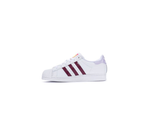 Picture of adidas Originals Womens Superstar Sneaker, Cloud White/Victory Crimson/Purple Tint, 6.5 - Size: 6.5