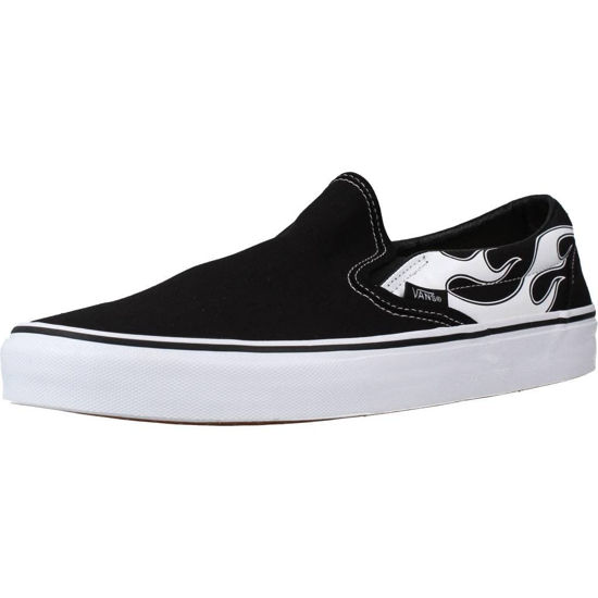 Picture of Vans Men's Classic Slip On, (Flame) Black/White, Size 8.5 - Size: 10 Women/8.5 Men