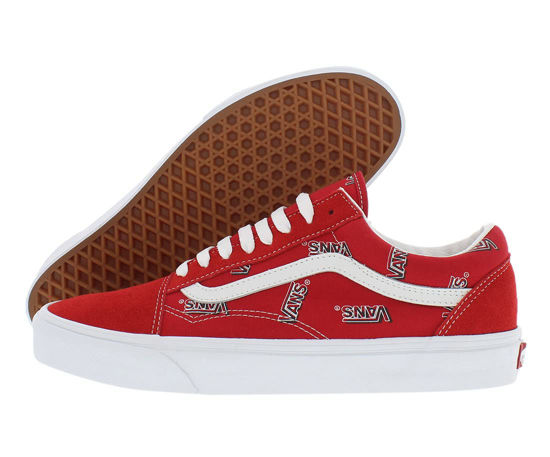 Picture of Vans Old Skool Mens Shoes Size 5, Color: Vans Misprint Red/White - Size: 5