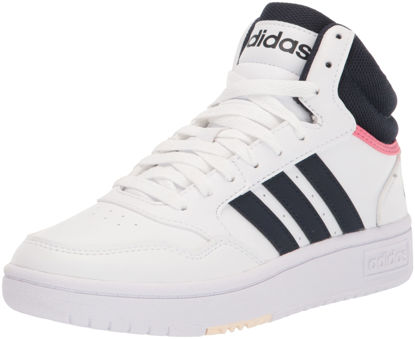 Picture of adidas Women's Hoops 3.0 Mid Top Basketball Shoes, White/Legend Ink/Rose Tone, 8 - Size: 8