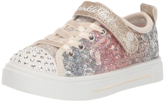 Picture of Skechers Kids Twinkle Sparks-Sequin Flash Sneaker, Silver/Gold, 10.5 US Unisex Little Kid - Size: 10.5 Little Kid